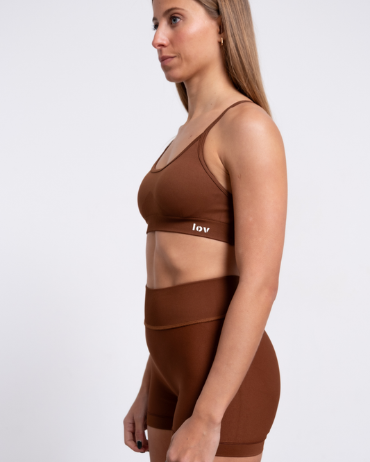 MIA SPORTS BRA ESPALDA CRUZADA EN MARRÓN