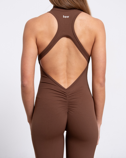 BELLA SPORTY JUMPSUIT IN BROWN