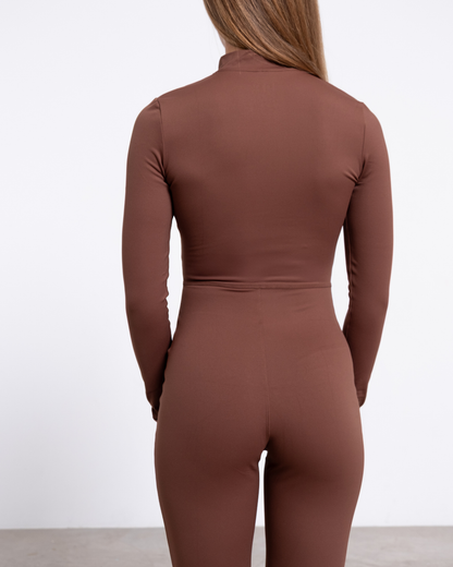 JADE MONO MANGA LARGA EN MARRÓN