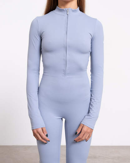 JADE LONG SLEEVE SPORTS JUMPSUIT IN SKY BLUE