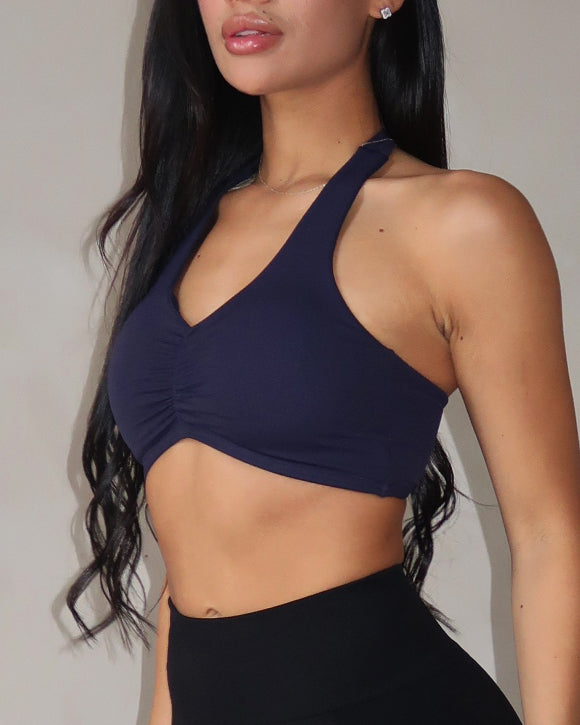 LILY OPEN BACK SPORTS BRA IN BLACK